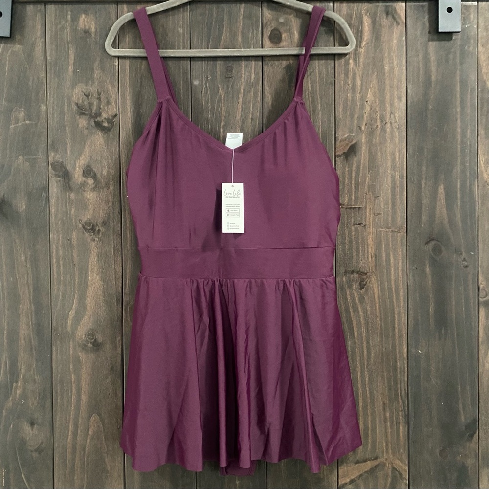 CUPSHE One Piece Bathing Suit NWT Scoop Neck 1X Ruffled Swim Dress